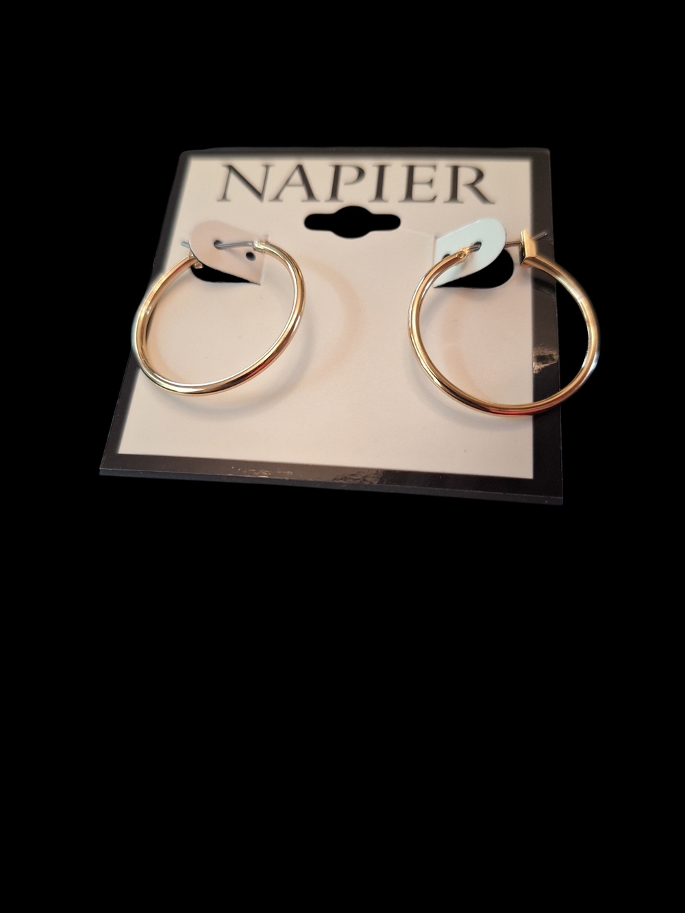 Napier Gold Hoop Earrings - Polished Thin Hoops